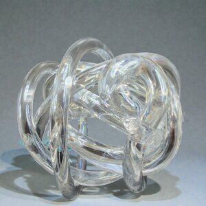 Italian Art Glass Twisted Rope Knot Sculpture Infinity Rope Clear W Original Tag